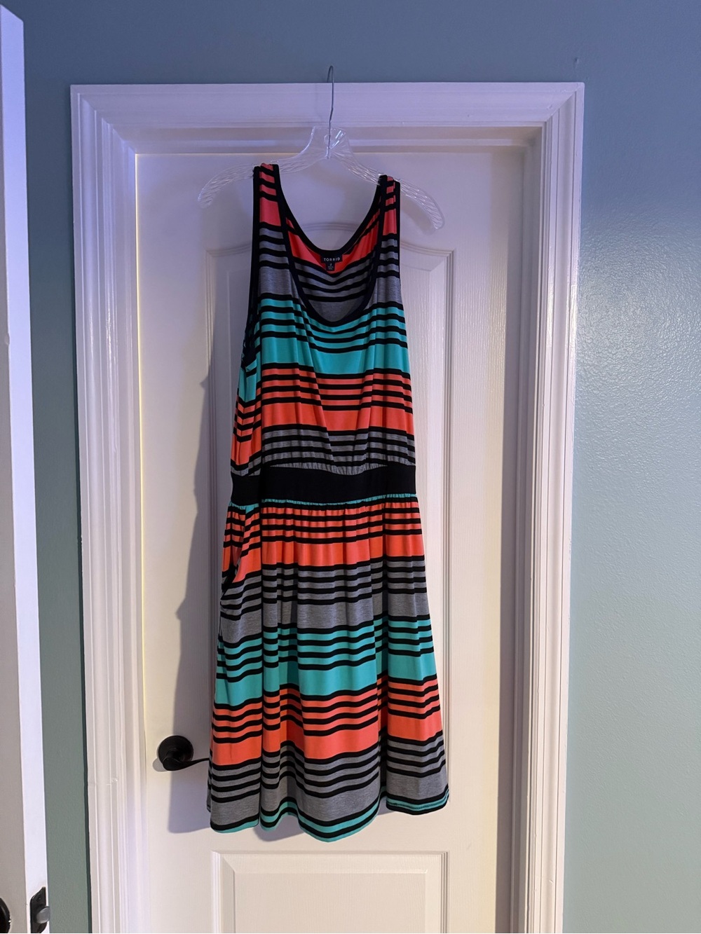 torrid Coral & Teal Striped Tank Dress